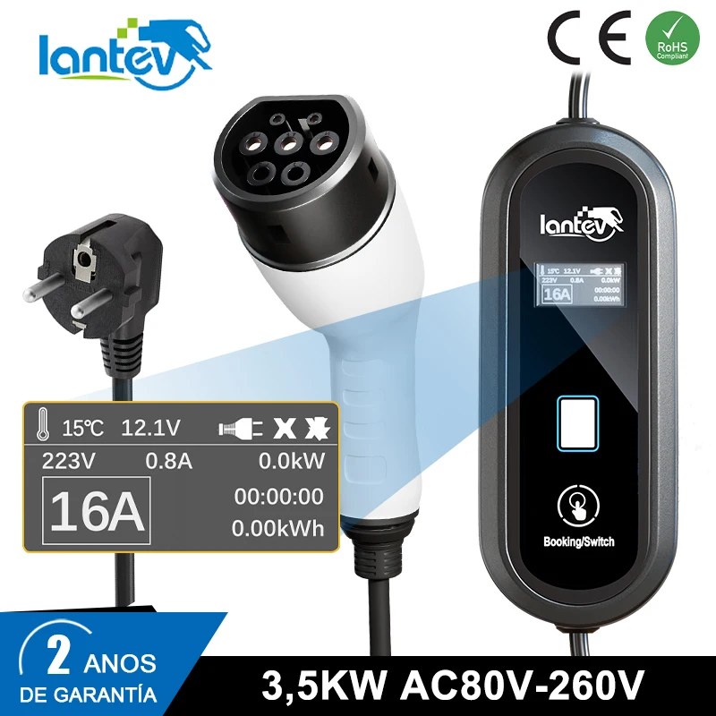 

Iantev Portable EV Charger Type2 IEC62196-2 16A EVSE Charging Cable Type1 SAE J1772 EU Plug Wallbox for Electric Vehicle Car