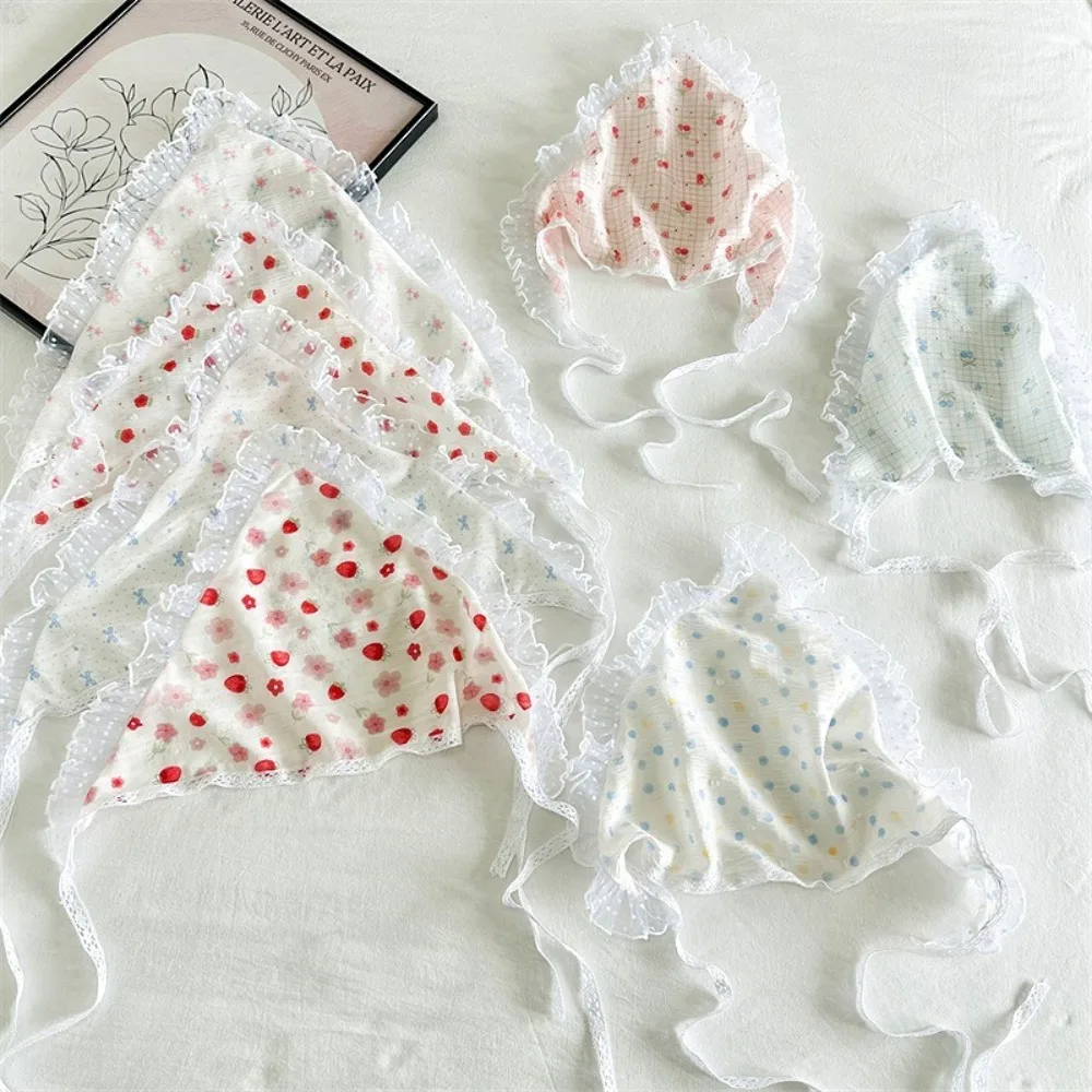 

Summer Triangle Triangle Headband Fiber Lace Flower Headscarf Y2K Handmade Turban Hair Accessories Beach
