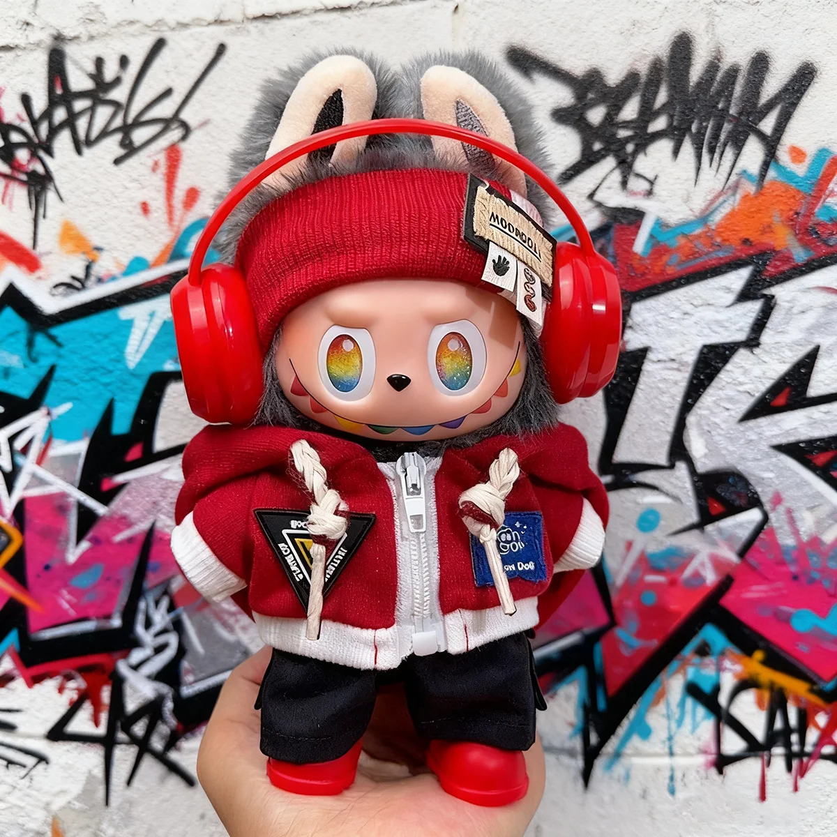 

[No Doll] Trendy Zipper Hoodie Plush Doll's Clothes for 15-17cm Labubu Doll's Clothes Hoodie Pants Set DIY Accessories Gift