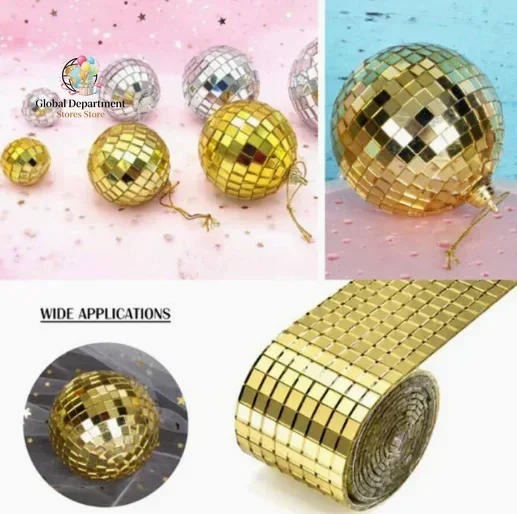 4 * 120cm inch Glass Mini Square Mirror Mosaic Tiles Stickers Bathroom DIY Party Handmade Craft Home Decoration Disco Tiles