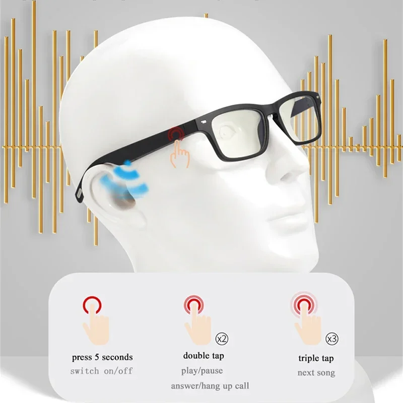 Inteligente anti-luz azul óculos hd, sem fio bluetooth música óculos, esportes ao ar livre óculos polarizados, chamada, 2024