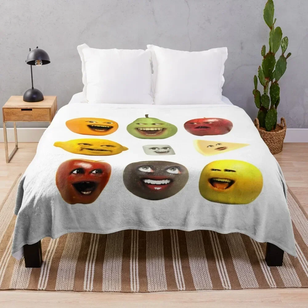 Annoying Orange And Characters Throw Blanket Soft Plaid Blankets For Bed Luxury Brand Thins Blankets