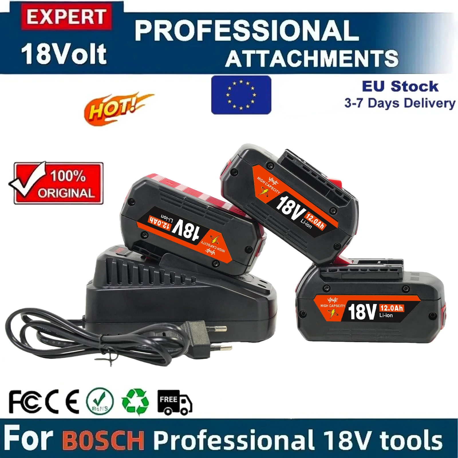 For Bosch 18V Batte…