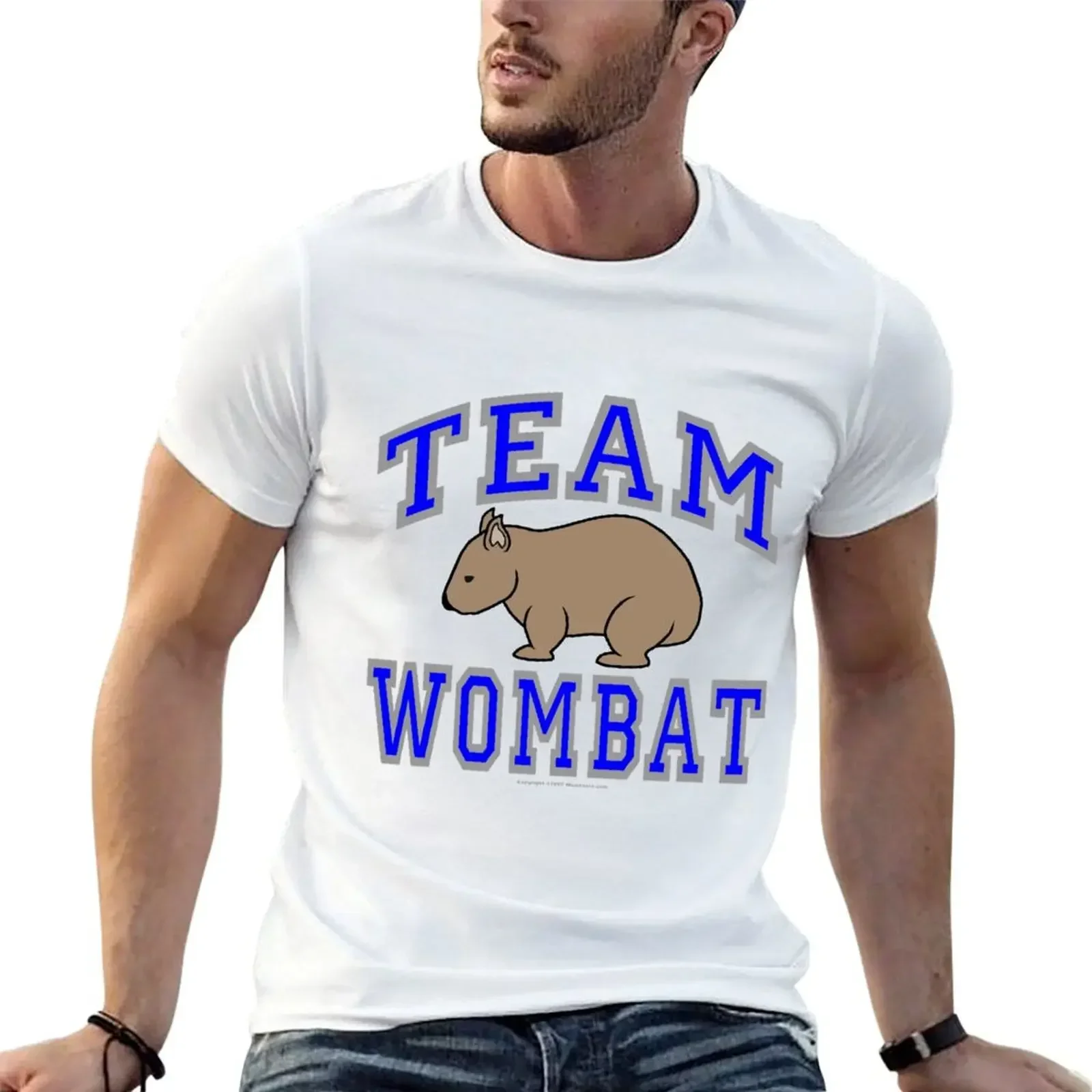 Team Wombat Logo in Blue and Grey T-Shirt oversizeds oversized t shirt cheap stuff fitted t shirts for men