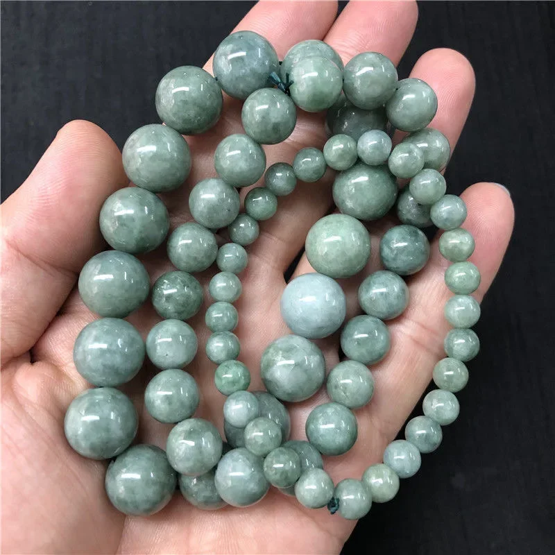 Customized Natural Green Jade 6-10MM Beads Elastic Bracelet Jade Round Necklace Jewellery Fashion Man Woman Luck Amulet New