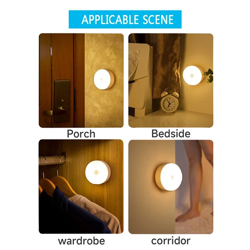 1-10Pcs Motion Sensor LED Night Lights Rechargeable Dimmable Night Lamp Wireless Wall Light Bedroom Kitchen Closet Hallway Stair