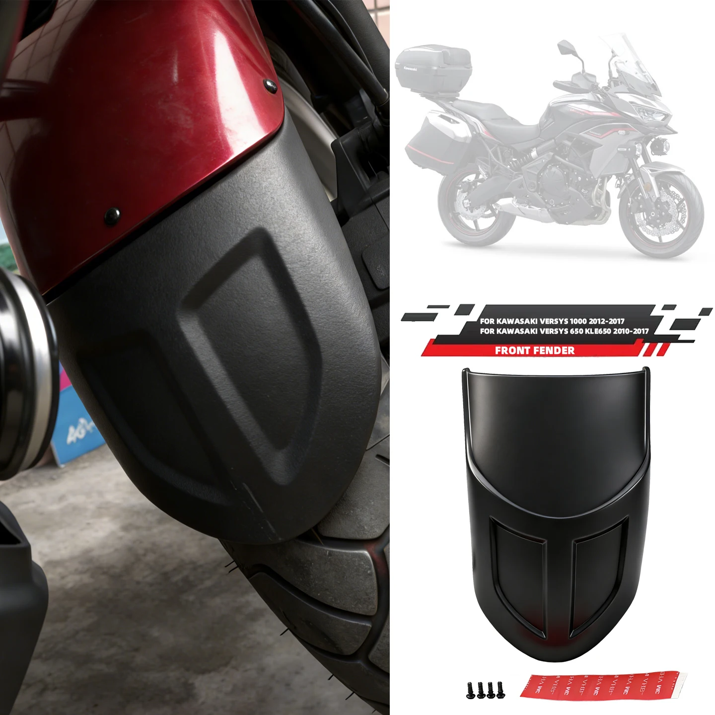 Accesorios para motocicleta guardabarros delantero extensión de guardabarros defensa del motor para Kawasaki Versys 650 guardabarros Versys 1000