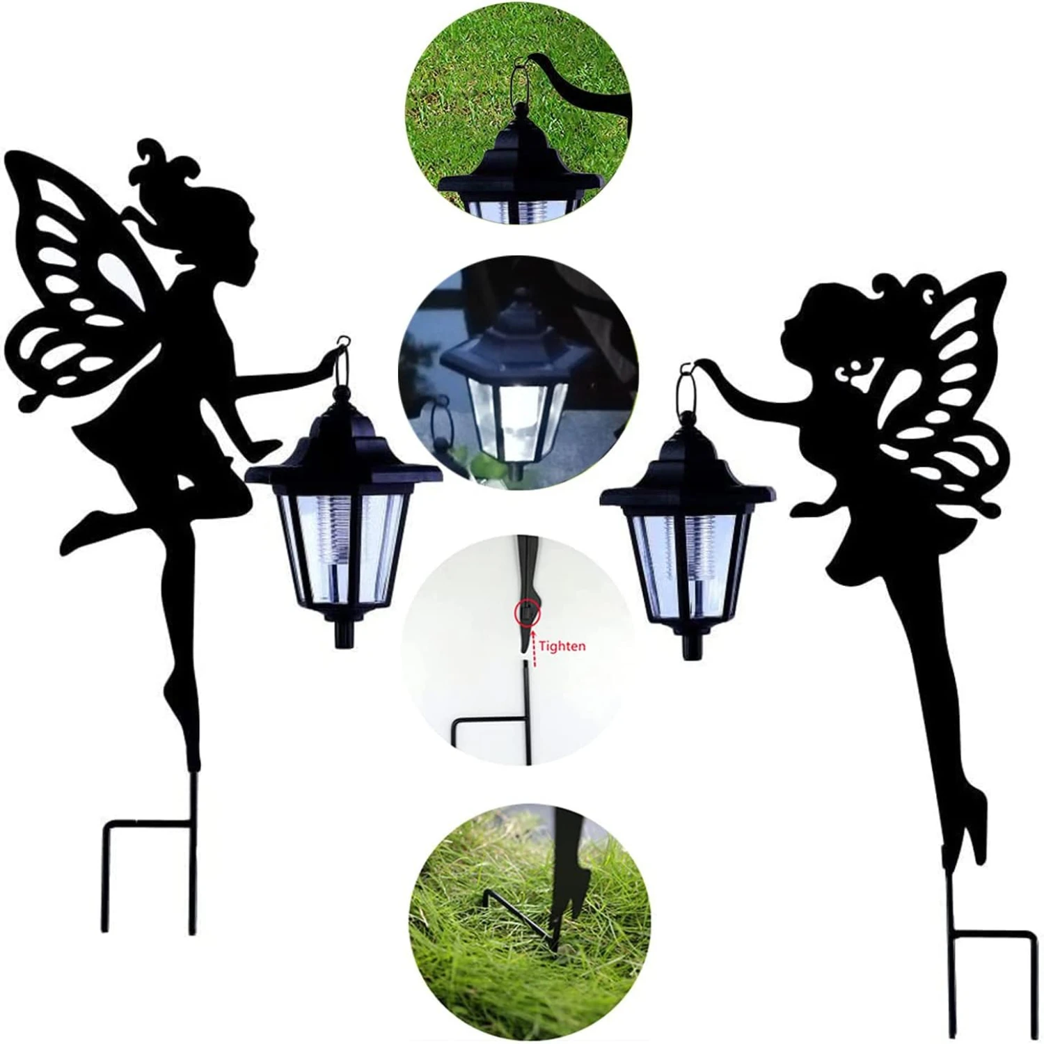 Stunning Fairy Solar Lights - Elegant Outdoor Decor - Exquisite Black Metal Statue Lamp - Bring Beauty and Sophistication to You