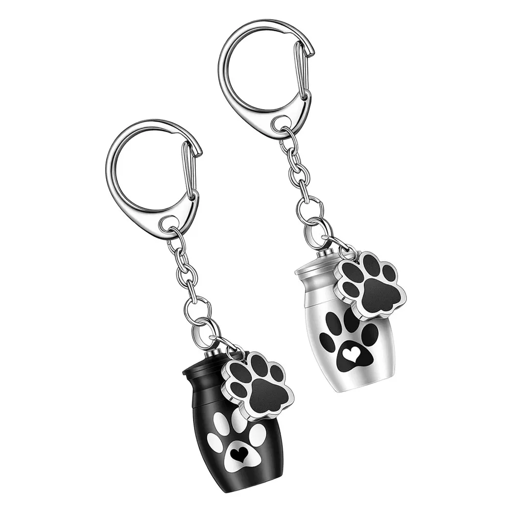 

2Pcs Pet Ash Key Chain Urn Container Mini Ash Holder Keepsake Key Pendant Memorial Gift for Dog Owners Pet Ashes Container
