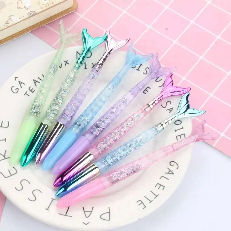 1 Stück süße Meerjungfrau Gelstifte Kawaii Treibsand Griff glänzend Schule Bürobedarf Schreibwaren Geschenk lustig hübsch japanisch koreanisch – Detail 5
