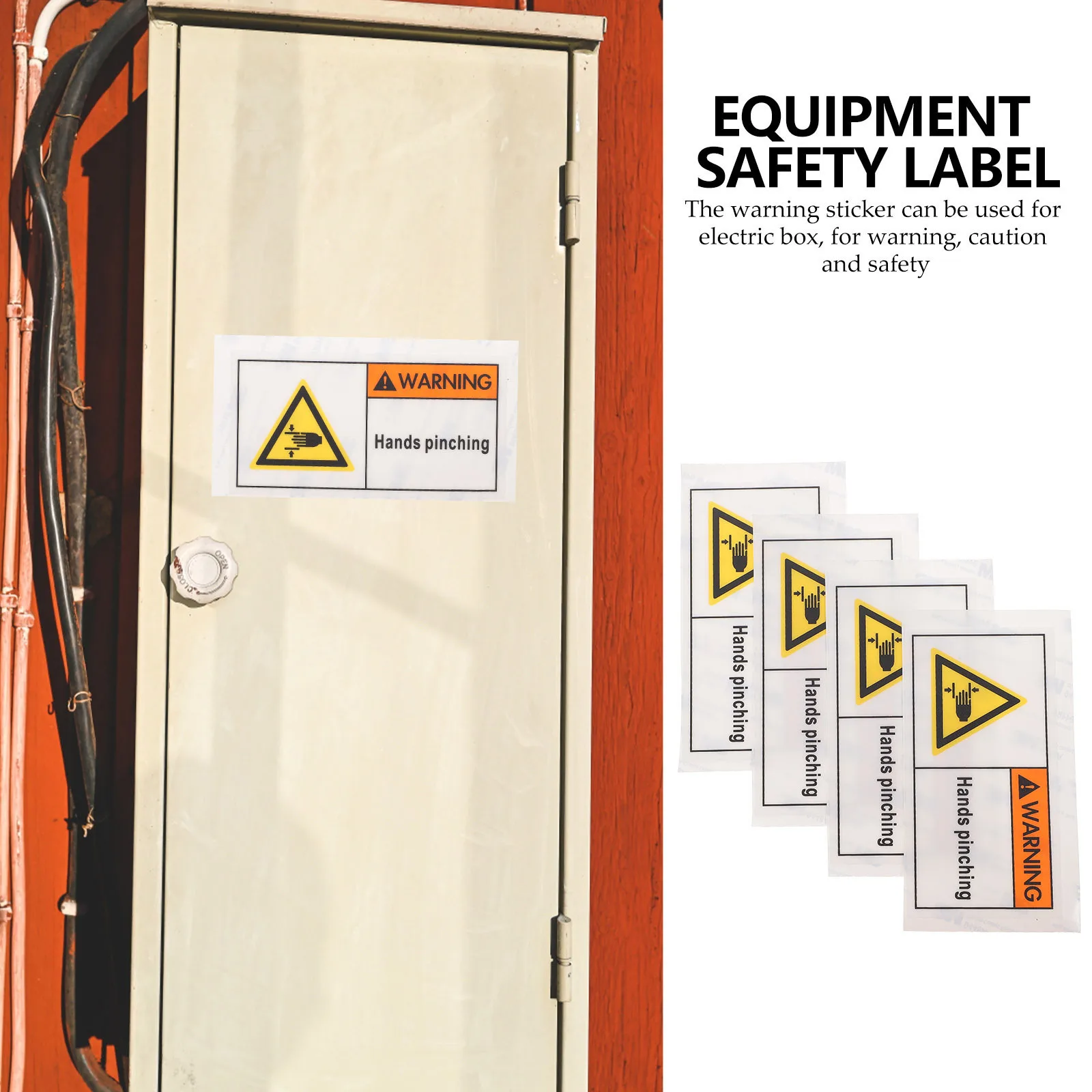 4pcs Warning Sign Stickers Hands Pinching Safety Signs For Factory Construction Site Docks Platforms Use Caution Security