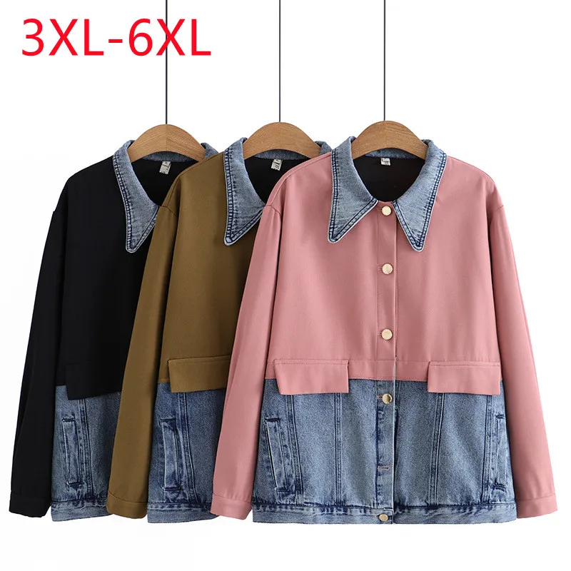 

New 2023 Ladies Spring Autumn Plus Size Tops For Women Large Size Long Sleeve Buttons Pink Coat 3XL 4XL 5XL 6XL