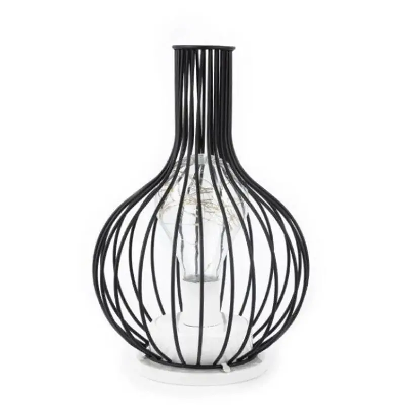 

Светодиодный фонарь в виде металлической клетки, настольное украшение для спальни, настольная лампа с лампочками из пластика, лампа с теплым белым цветом