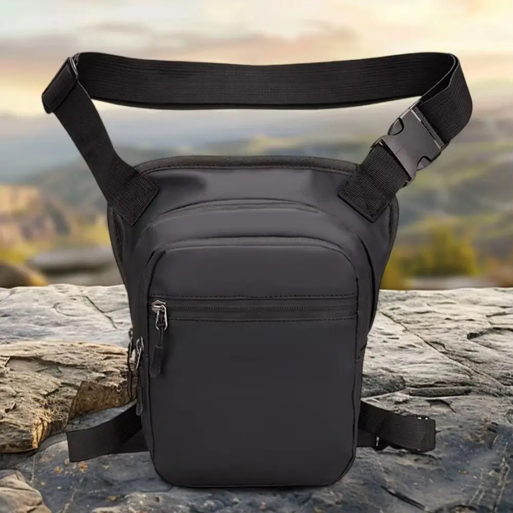 

Large Capacity Cycling Drop Leg Bag Zipper Adjustable Multi-Function Fanny Pack Durable PU Leather Travel Chest Bag Fitness