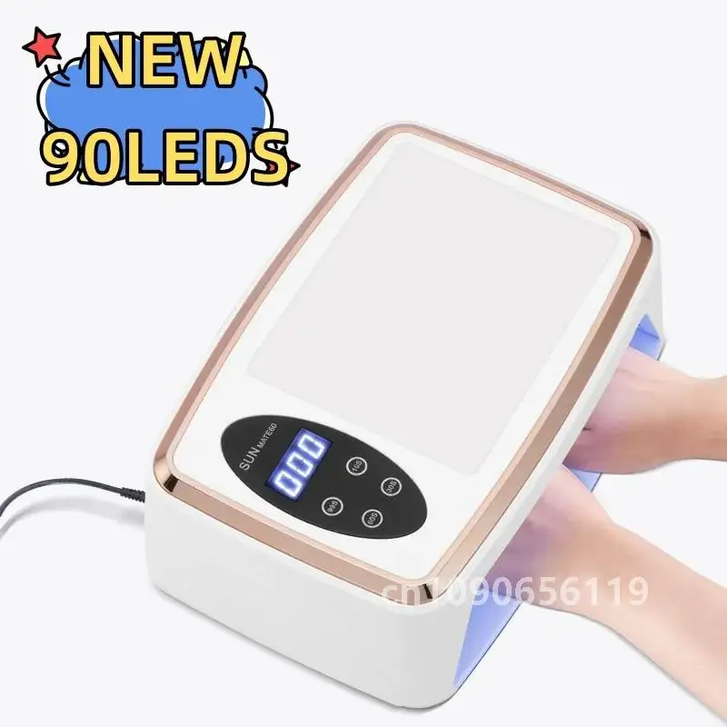 90 leds secador de unhas led lâmpada uv para curar todo o gel unha polonês sensor movimento manicure pedicure ferramenta salão grande espaço