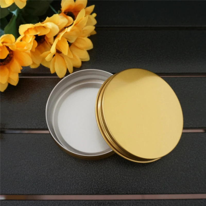 Round 82*29mm Aluminum Box Metal Tin Cans 100ml 100g  Cosmetic Cream Gold Empty Containers DIY Refillable Jar Tea Aluminum Pot