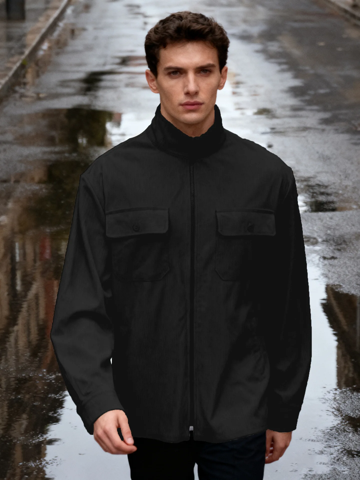 

Men's autumn corduroy jacket, trendy, casual and retro workwear top, solid color loose new style for men