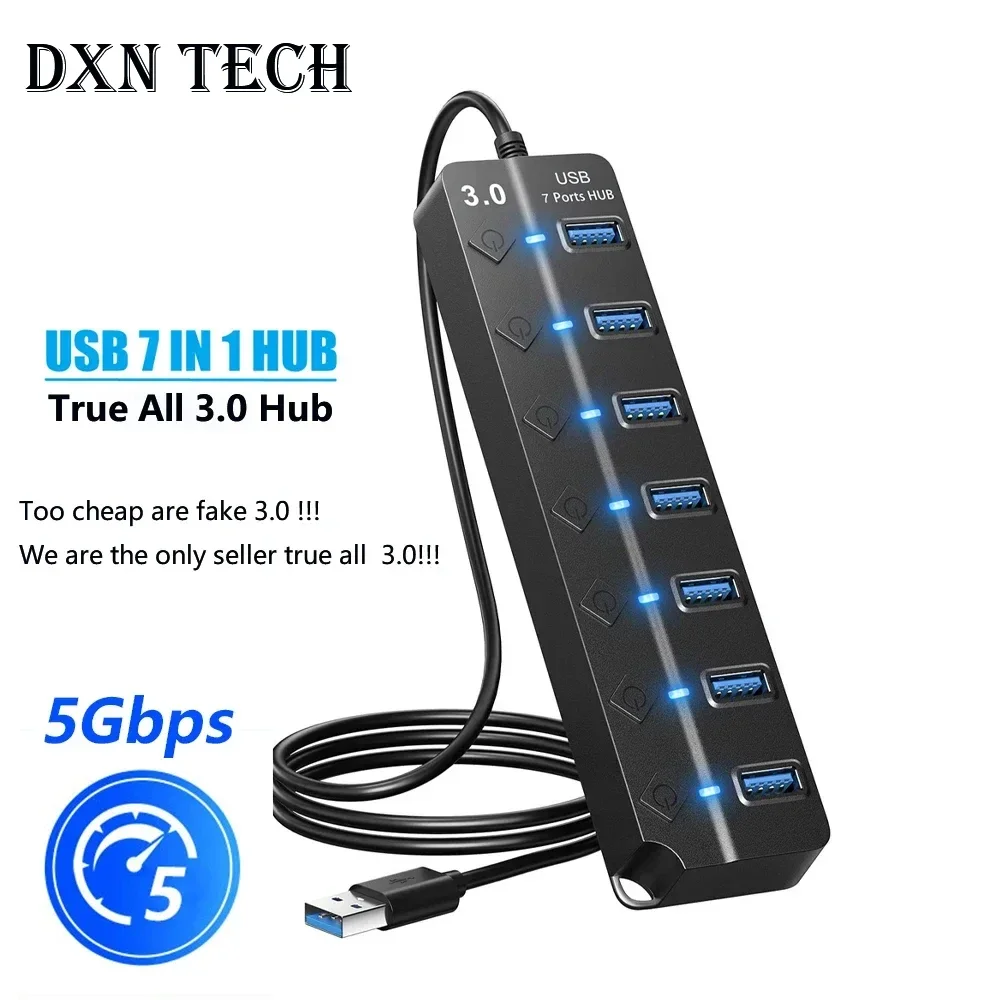 7-IN-1 USB 3.0 HUB 5Gbps High Speed USB Docking Station Extender USB HUB USB Splitter with Switch Control For Laptop Macbook pro