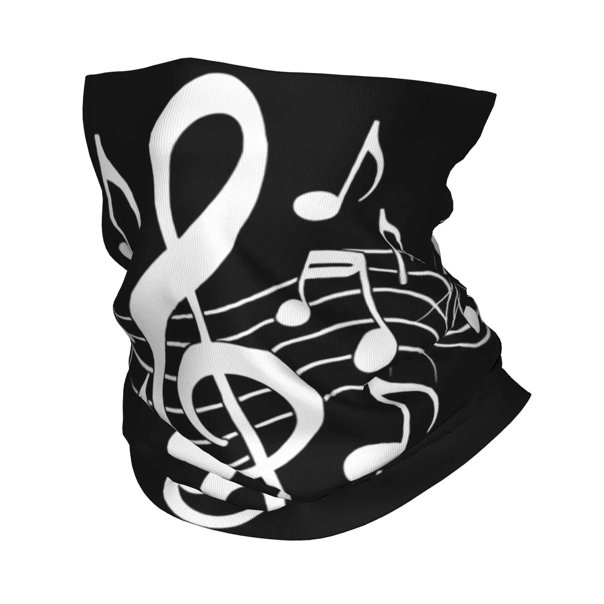 Cut Music Notes Treble Clef musical Notes and Flowers Bandana Neck Cover Printed Wrap Scarf Warm Balaclava Outdoor Sports Unisex