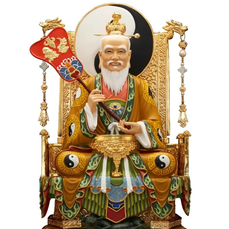 Pure copper painted Sanqing Taoist Ancestor Taishang Laojun statue Moral Tianzun Yuanshi Tianzun Lingbao Tianzun Ancestor