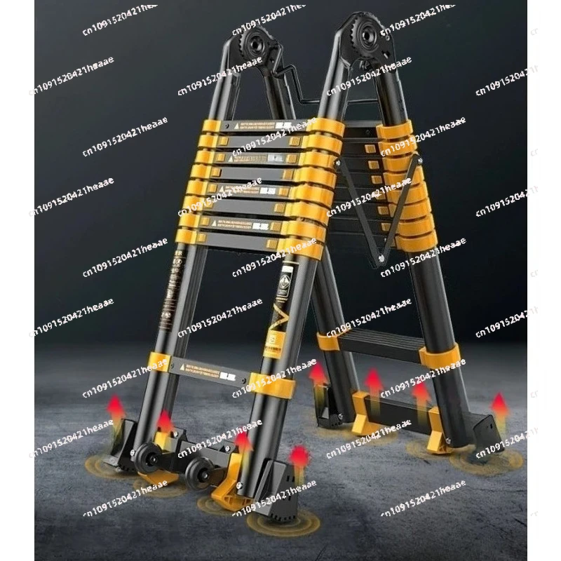 Suitable for Aluminum Alloy Thickened Telescopic Ladder Portable  Folding Home Elevating Straight Ladder Herringbone Staircase
