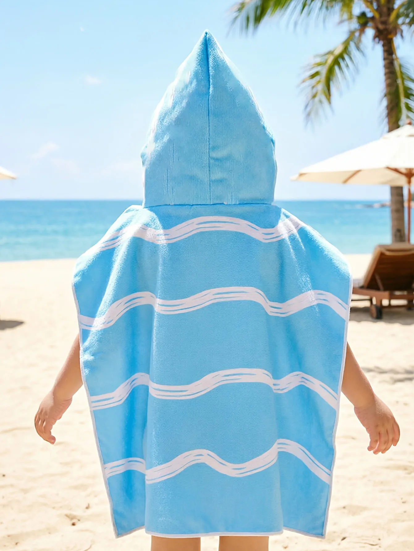 1pc Cartoon Shark Printed Bathrobe Soft Bathrobe Super Absorbent Suit For Beach Pool Seaside Camping Gift For Age 2-9 Boy & Girl