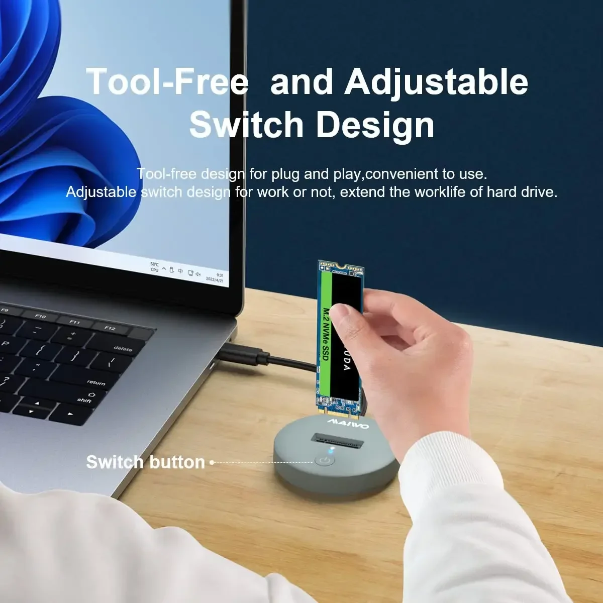 MAIWO 10Gbps NVMe SATA M.2 SSD estación de acoplamiento USB 3,2 Gen2 adaptador de unidad de estado sólido USB-C M2 NGFF NVMe caja de disco duro para PC