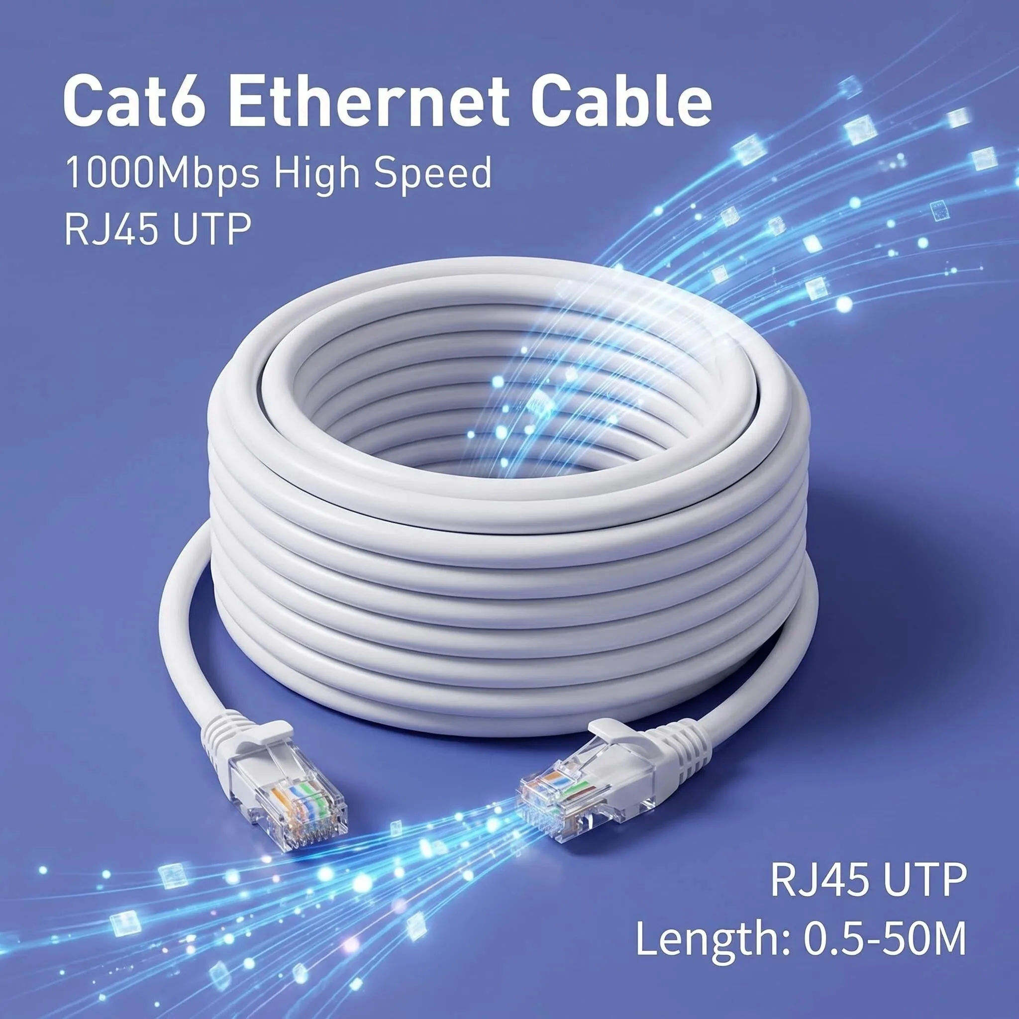 Câble Ethernet Cat6 RJ45 UTP 1000 Mbps, cordon réseau LAN, câble Internet pour routeur, ordinateur, 0,5/1/2/3/5/10/15/20/30/50M