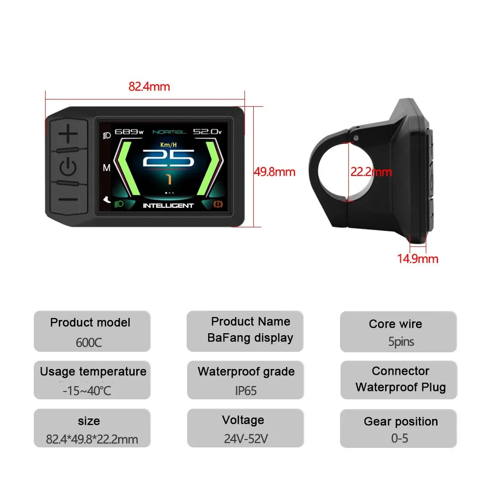 Bafang display 600C Color Screen Display Intelligent Code Table e-bike BF Mid Mounted Motor BBS01/02/HD Universal Accessories