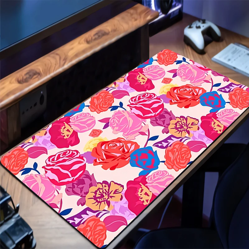 Mouse pad Flower graphic art professional eSports game players Speed Lock Edge Rubber Game Desk big Mousepad Keyboard Mat
