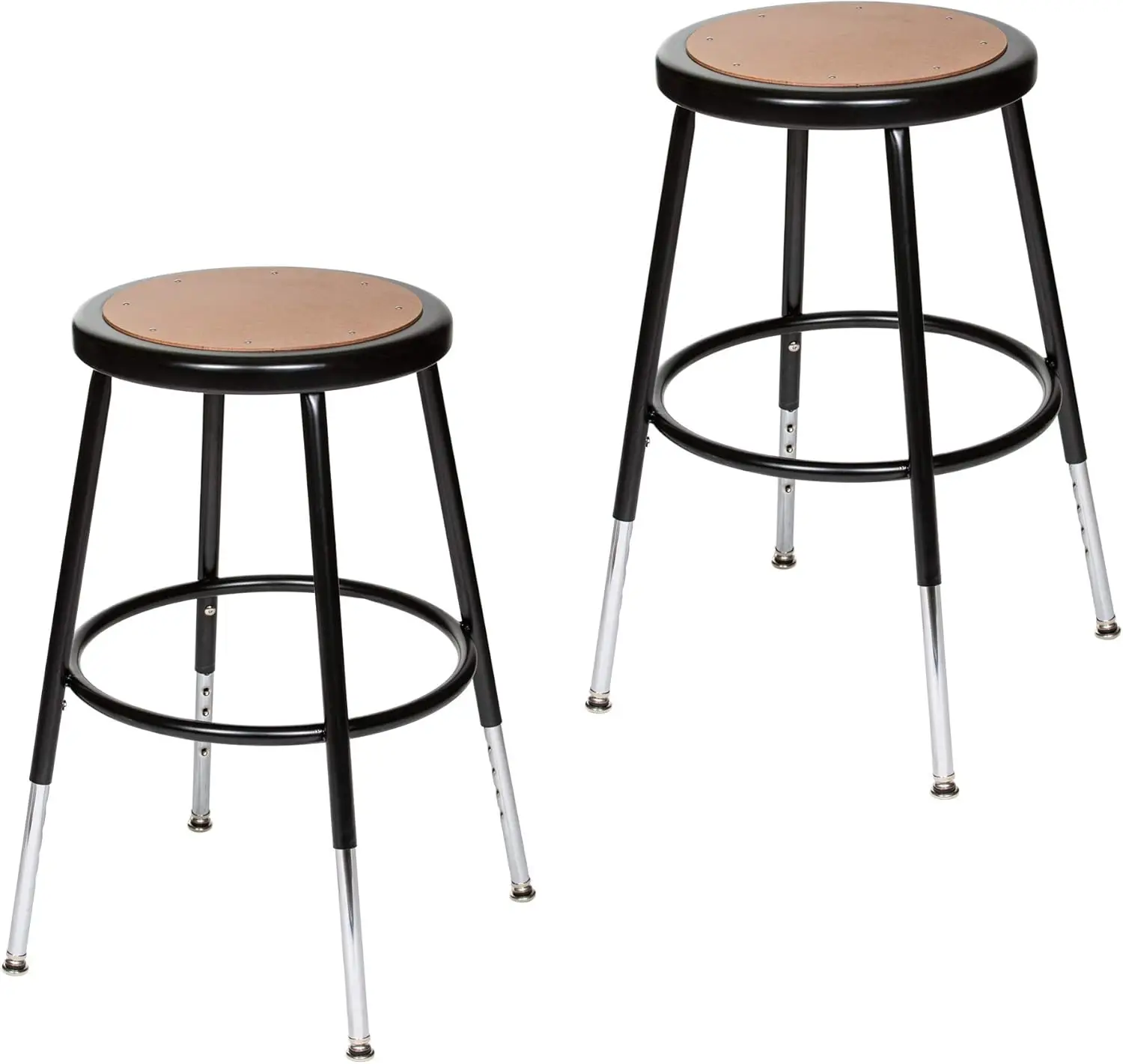 (2 Pack Height Adjustable Steel Stools, Black, 19-27