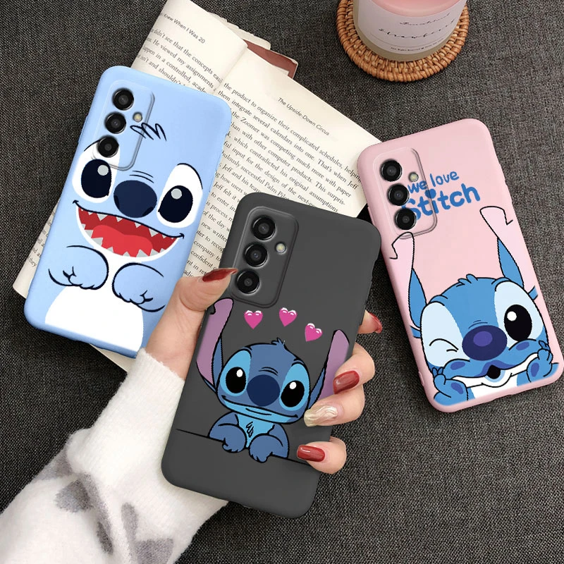 For Samsung Galaxy M13 4G Case Bumper Cute Cartoon Stitch Love Silicone Soft Phone Cover For Samsung M 13 GalaxyM13 Funda Couple