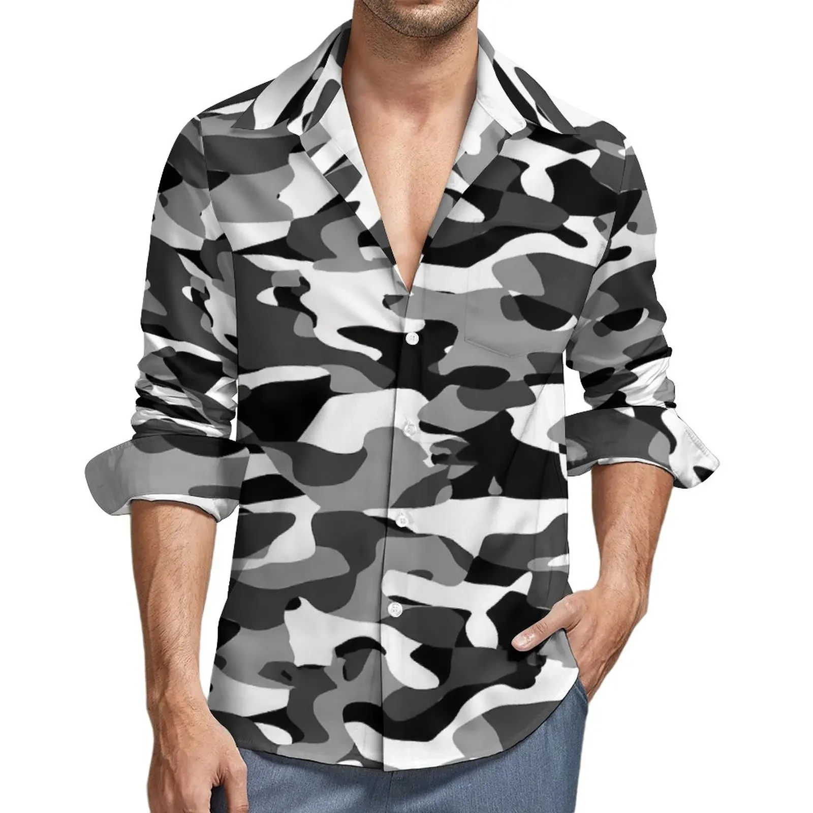 Camouflage Lapel Men Shirt 3D Printed Man/Women Casual Fashion Long Sleeves Shirts Button Streetwear Oversized Unisex Clothing