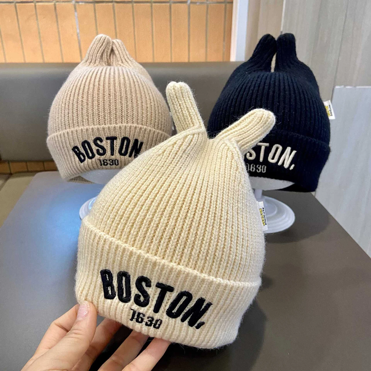 Czapka dziecięca z haftowanym napisem, dziergana, zabawna czapka typu beanie dla dzieci w wieku 1-4 lat, chłopięca i dziewczęca, jednolita, wełniana, szydełkowa czapka, czapka typu pullover dla niemowląt.