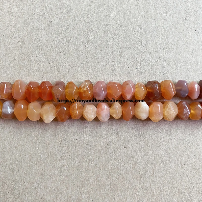 Semi-precious Stone Irregular Faceted Rondelle Orange Botswana 7