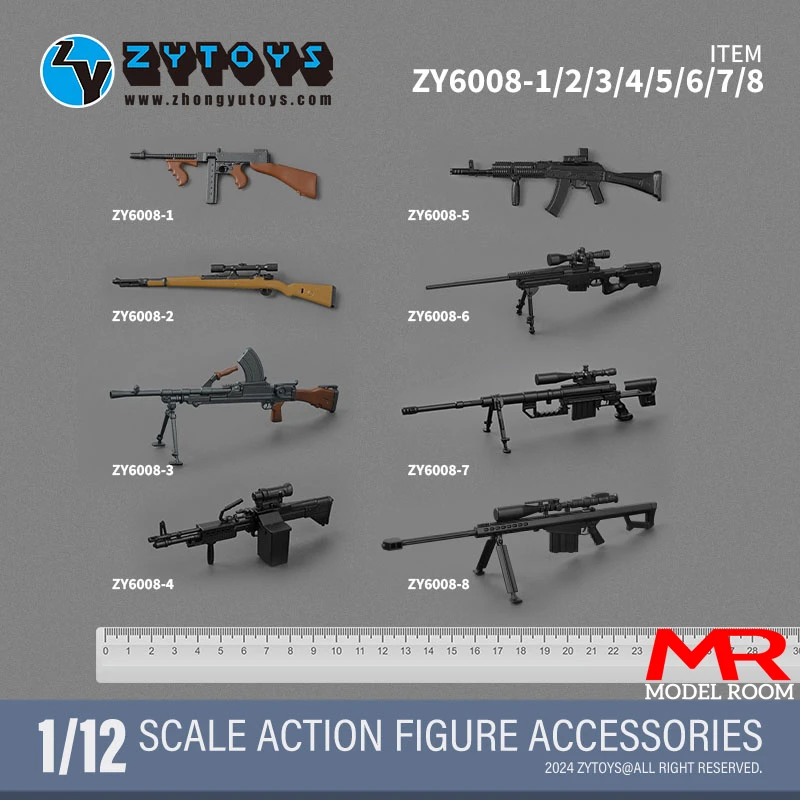 

Набор оружия ZYTOYS ZY6008 1/12, снайперская винтовка Bren MK43 AK74M MK13 M200 M82A1, модель для солдатиков 6 дюймов