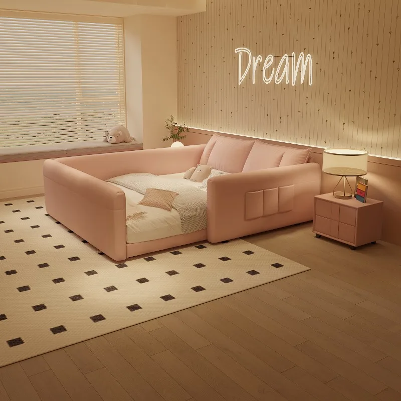 

Headboard Many People Kids Room Bedroom Beds 180x200cm Full Size Guardrail Luxury Bed Frames Family Children Home Furniture