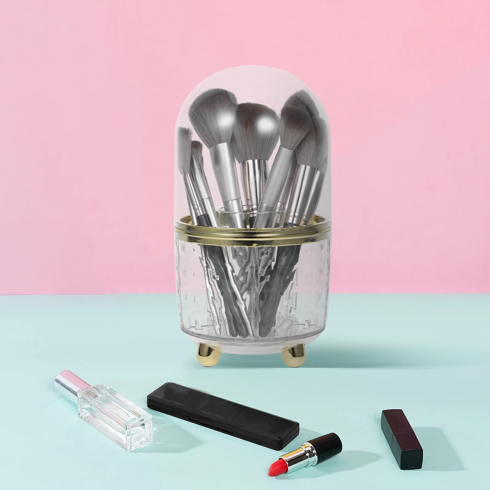 

Spacious Makeup Brush Holder Organizer Clear See-Through Design for Fast Selection Ideal Vanity Desktop Storage Brush Organizer