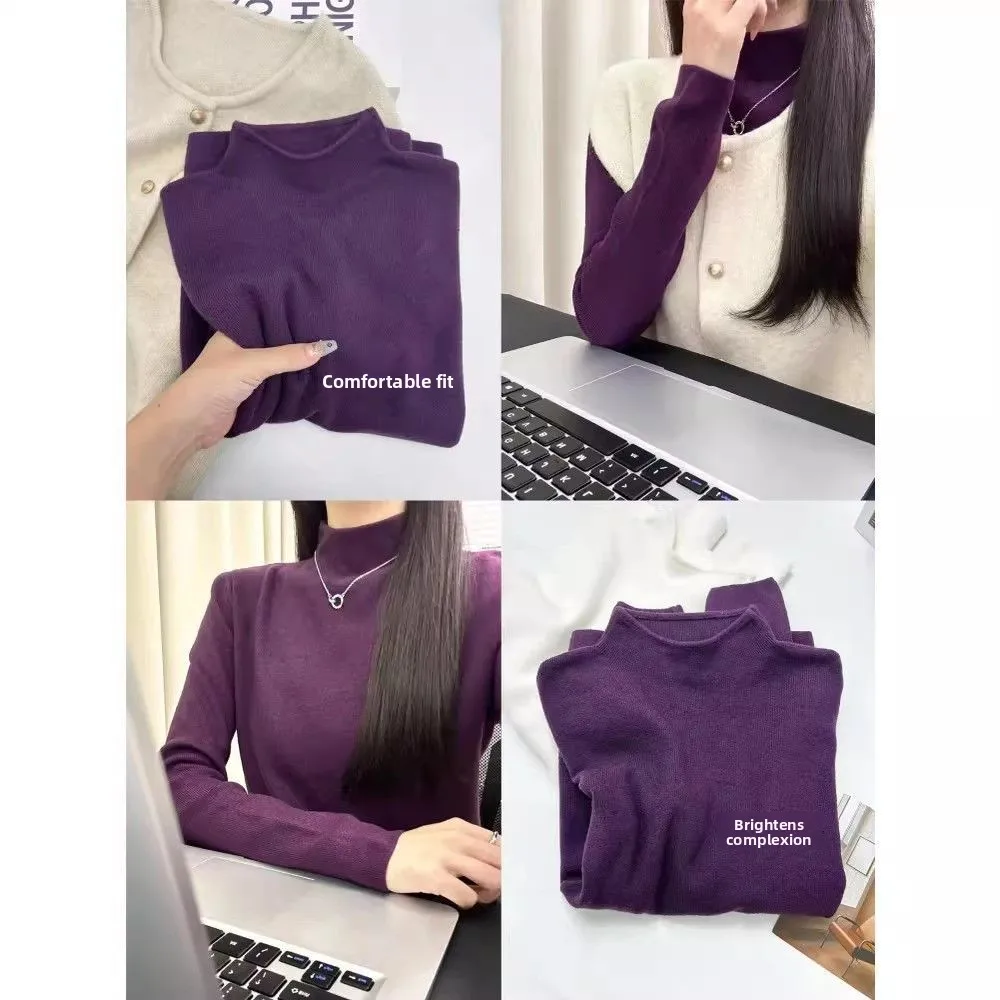 Soft Cozy Knitted Basic Style Women's Sweater Half High Collar Inner Shirt Autumn Winter Layering High Quality Polyester Fiber