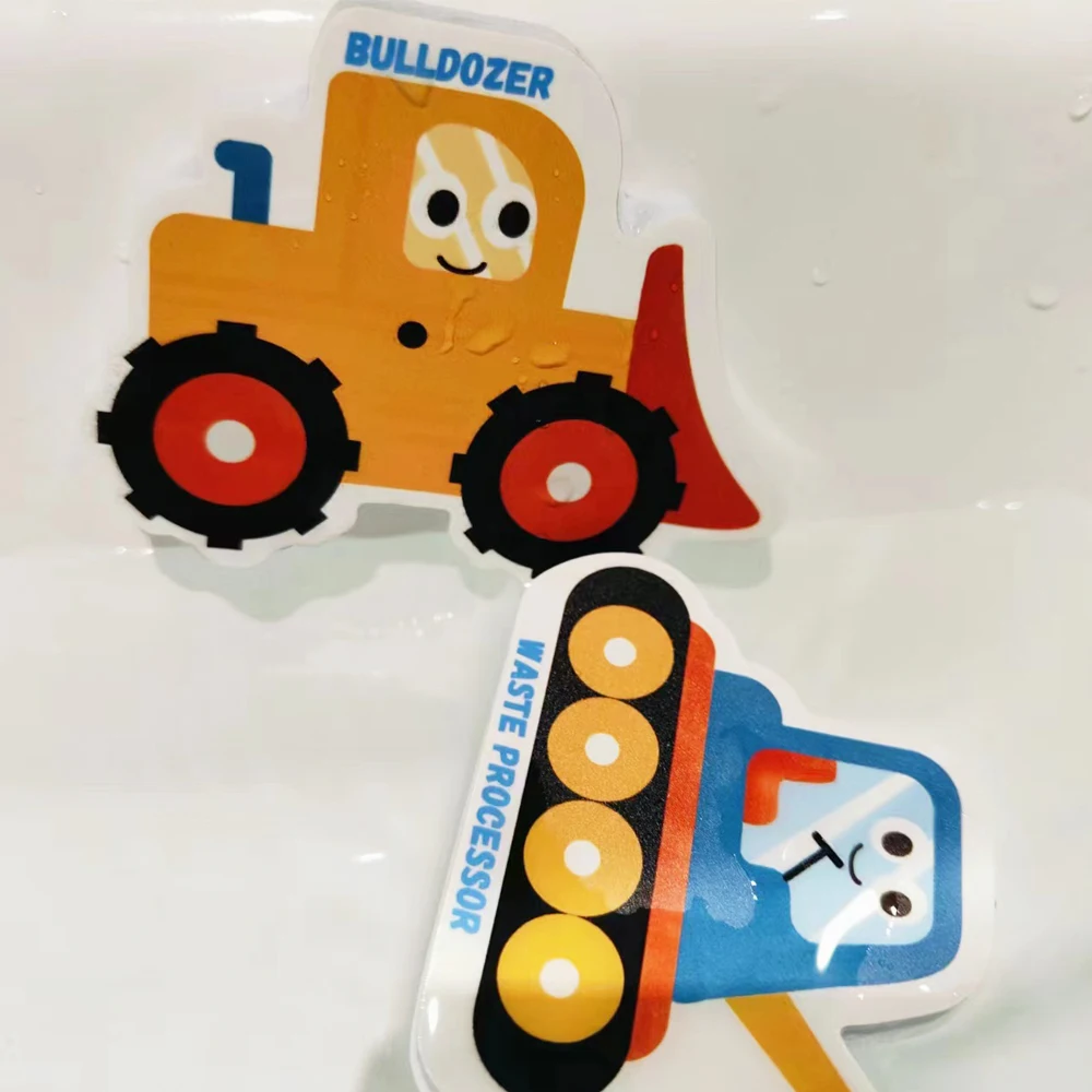 Kids Engineering Car Water Play Bathroom Toy Eva Wall Sticker Floating Vehicle Baby Bathtub Water Bath Toy For Party Gifts