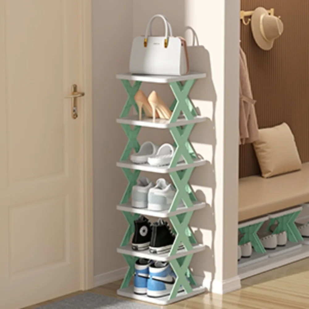 Small Vertical Shoe Rack Multi-Layer Detachable Storage Cabinet Space Saving DIY Free Standing Shoe Storage Shoes Rack Organizer