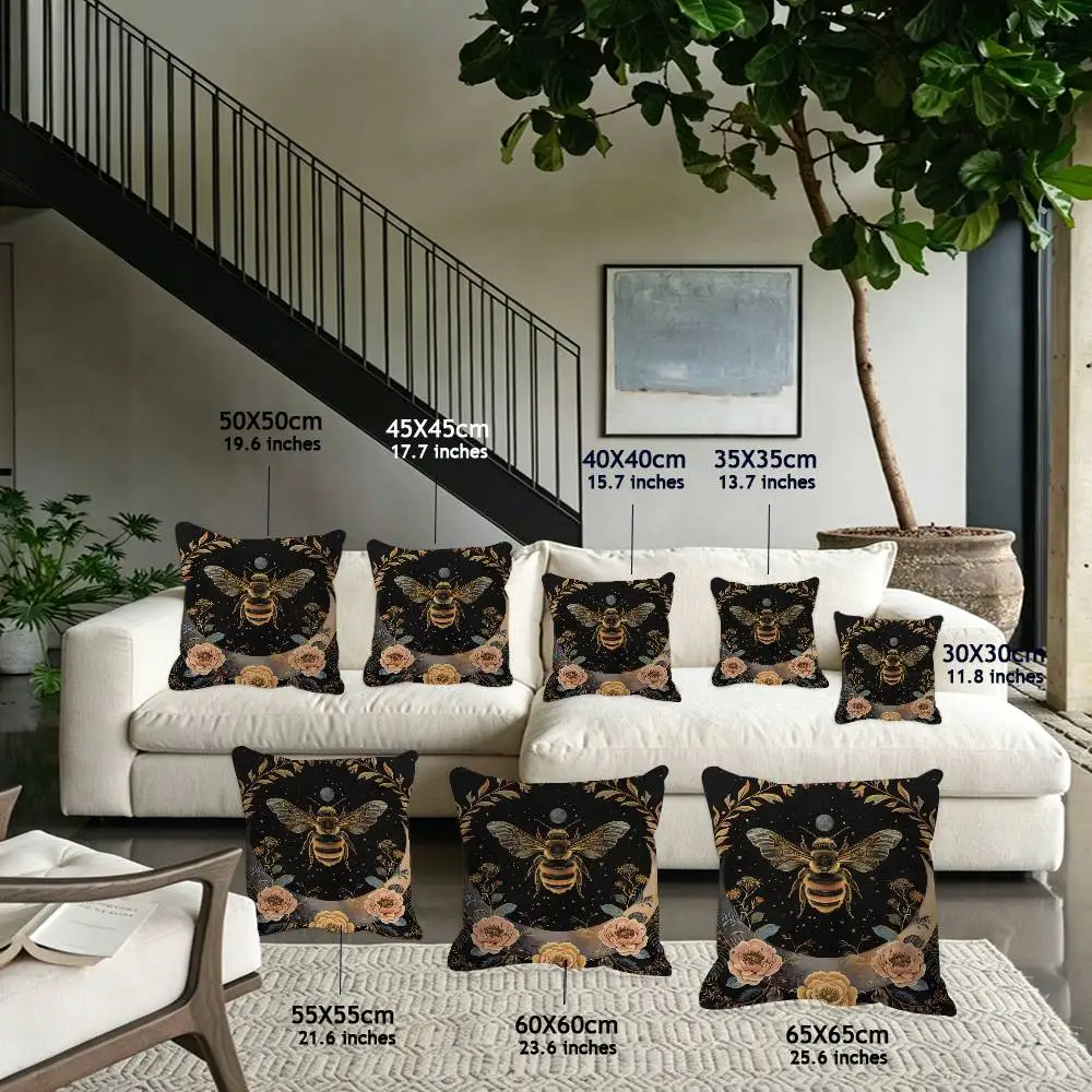 Mystical Vintage Bee Pattern Cushion Cover Pillowcase Upholstery pillows for sofa Throw Pillow Home Decor Pillowcas