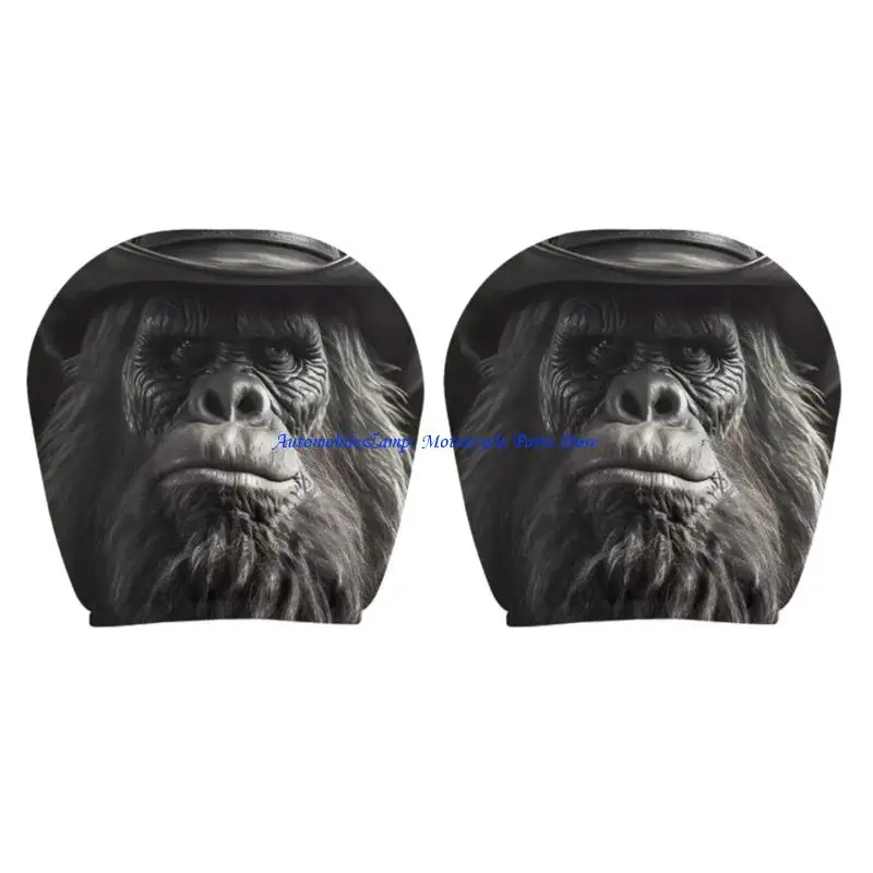 H7BD Car Headrest Covers Set of 2 Funny Gorillas Themed Headrest Protector Universal Fit Vehicle Interior Accessories
