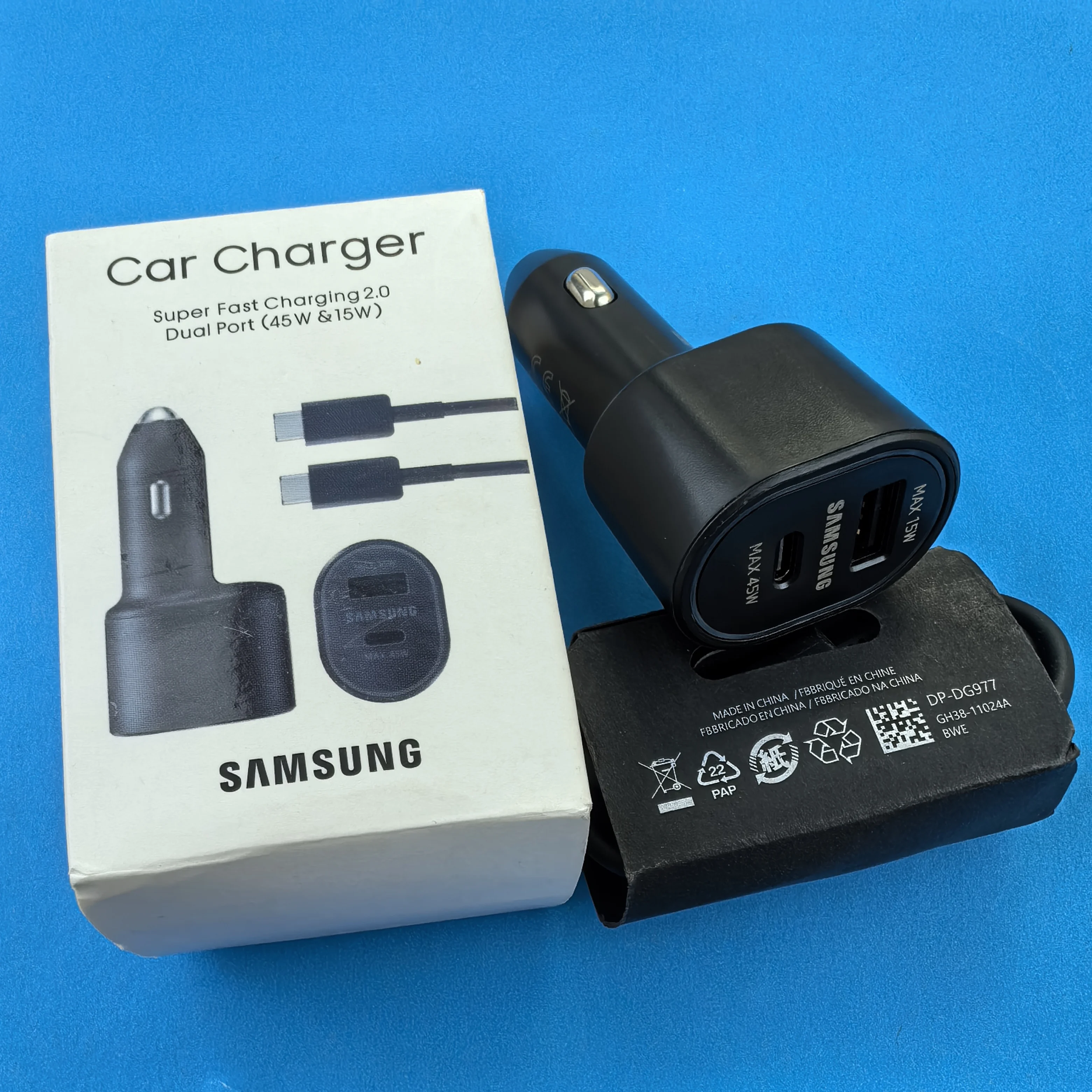 Carregador Veicular Samsung USB Tipo C 60W PD Super Carregamento para Galaxy S26 S25 S24 S23 Ultra A55 F55 A36 Carregador de Portas Duplas 45W/15W para Carro