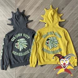 Yellow Washed Ash Glo Gang The Glory Renegades Full Zip Hoodie Men Women 1:1 High Quality Heavy Fabric Vintage Hooded