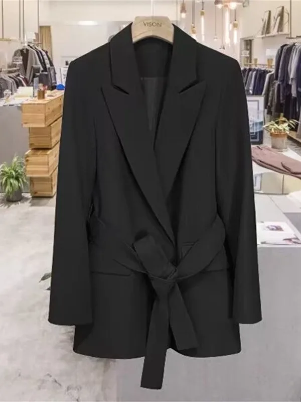 Prendas de abrigo para Mujer, abrigo, Blazer para Mujer, mangas para Mujer, regalo negro francés, tendencia recortada para Mujer, nuevo cuello con muescas que combina con todo