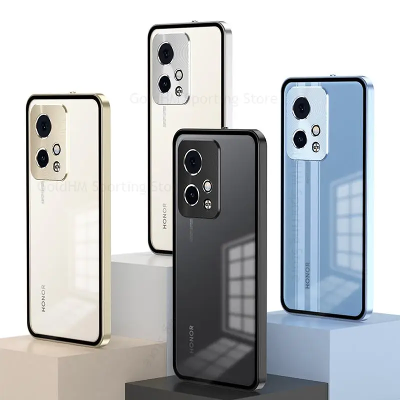 Tempered Glass Phone Matte Case For Honor 90 GT 100 Pro Aluminium Alloy Bumper Lock Magnetic Cover For Honor 100 80 90 Pro 80SE