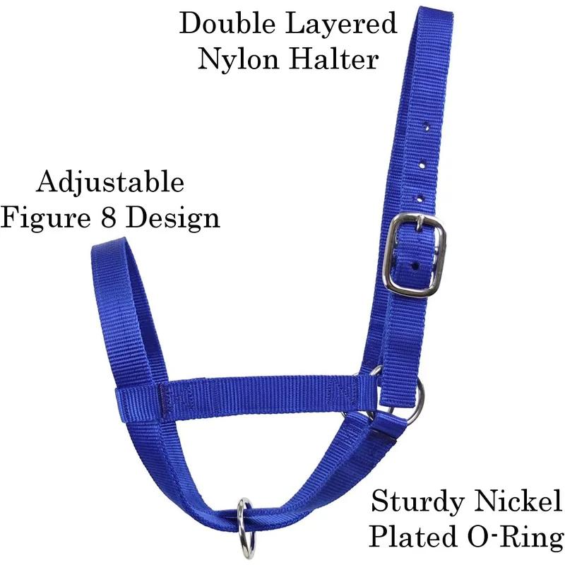 Adjustable Nylon Cattle Halter Livestock Head Halter with Lead Rope Heavy Duty Cow Halter for Farm Animals