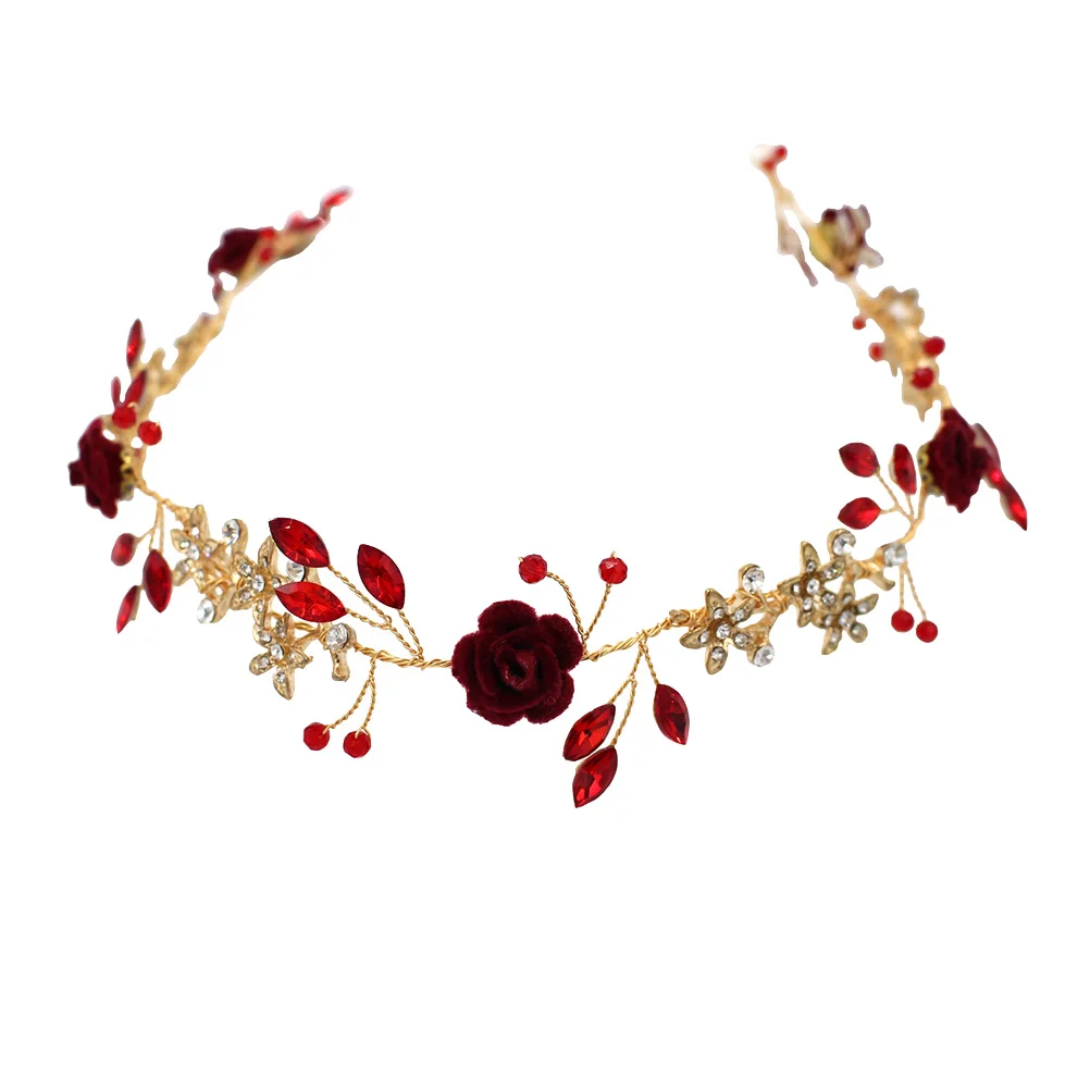 

Chic Alloy Fabric Bridal Headdress Wedding Hair Accessory Rhinestone Floral Headpiece Women Party Hairwear Updo Ornament