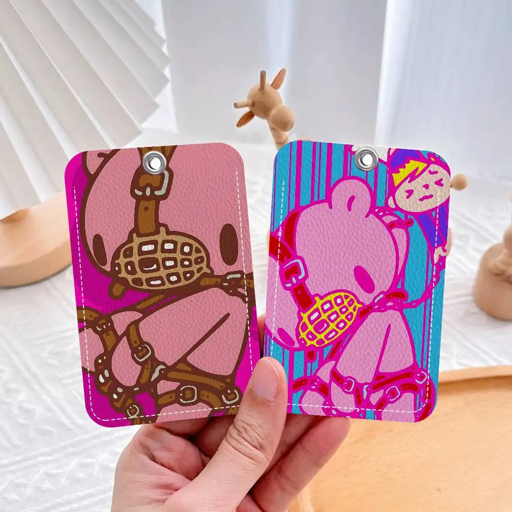 Cartoon G-Gloomy Bear Vintage PU Soft Leather Rectangular Key Card Holder Induction Elevator Protection Cover
